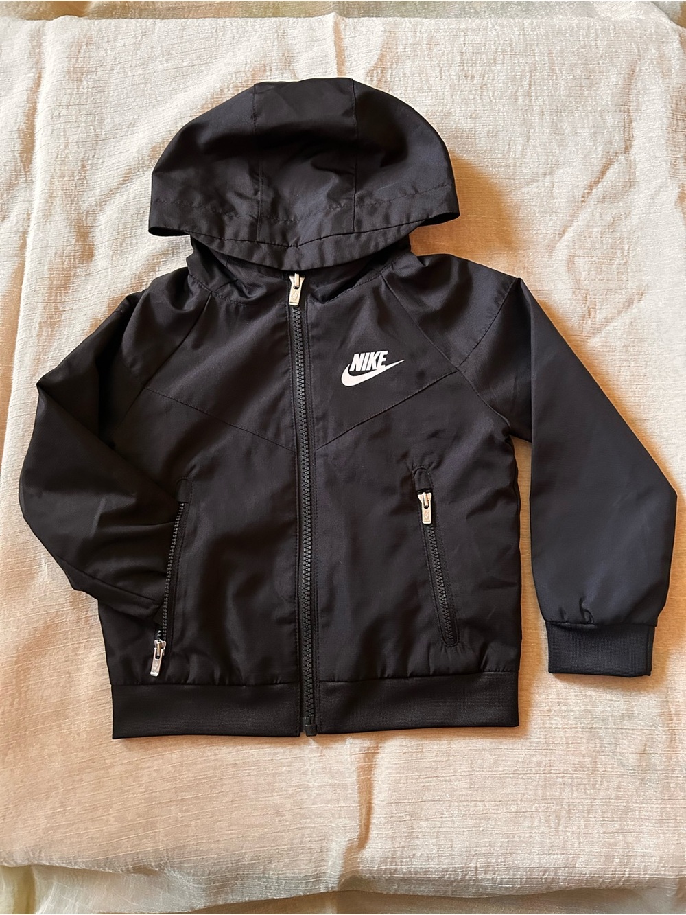 Nike Black Kids' Hooded Zip Jacket with White Logo
